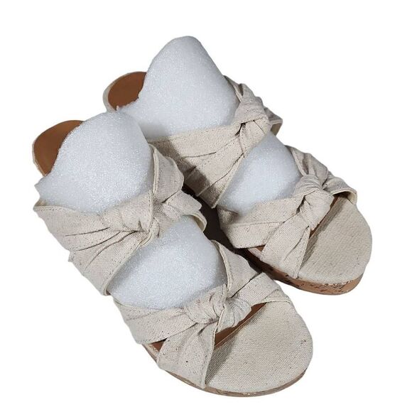 Maurices Women's Beige June Knot Front Cork Wedge Heel Sandals Size 9 - Picture 2 of 10